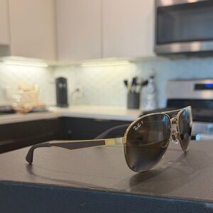 Ray-Ban Gold Frame Sunglasses with Brown Lenses